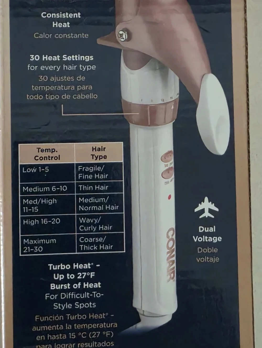 Conair Double Ceramic 1 1/2” Soft Waves Curling Iron White Rose Gold